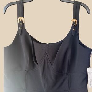 BOLD elements - Black Midi Dress with Gold Accents-L